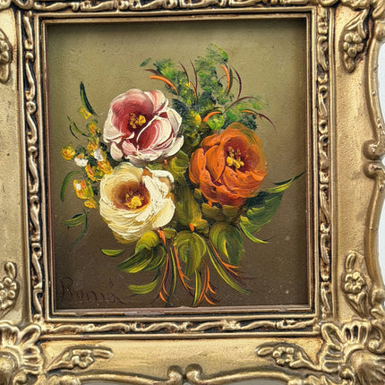 Rustic Floral Still Life Oil Painting "Flower Bouquet" Elegant Small Art Holland Art Shop