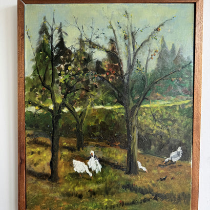 Original Animals Oil Painting "White Geese" Detailed Art Holland Art Shop