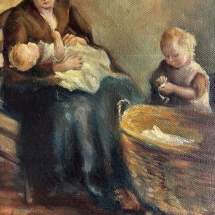 Elegant Figurative Oil Painting "Nursing Mother" Original Dutch Art Holland Art Shop