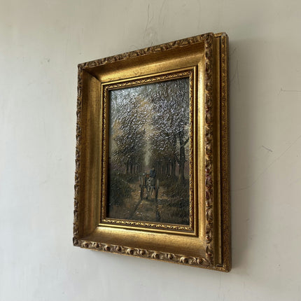 Vintage Landscape Oil Painting "Worn Frame" Refined Small Artwork Holland Art Shop