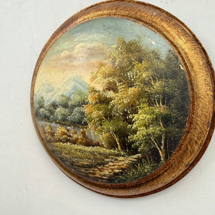 Classic Landscape Oil Painting "Oval Painting" Original Small Artwork Holland Art Shop