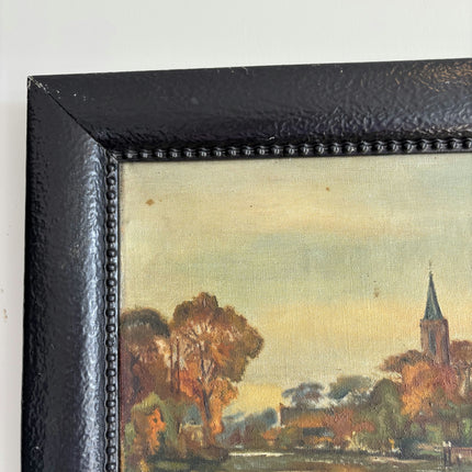 Traditional Landscape Oil Painting "Village Church" Authentic Art Holland Art Shop