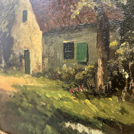 Original Landscape Oil Painting "Country Cottage" Vintage Artwork Holland Art Shop