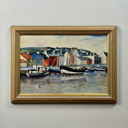 Rustic Harbor Scene Oil Painting "Mooring Boats" Refined Art Holland Art Shop
