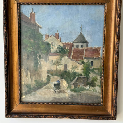 Elegant Cityscape Oil Painting "Village Street" Original Small Art Holland Art Shop