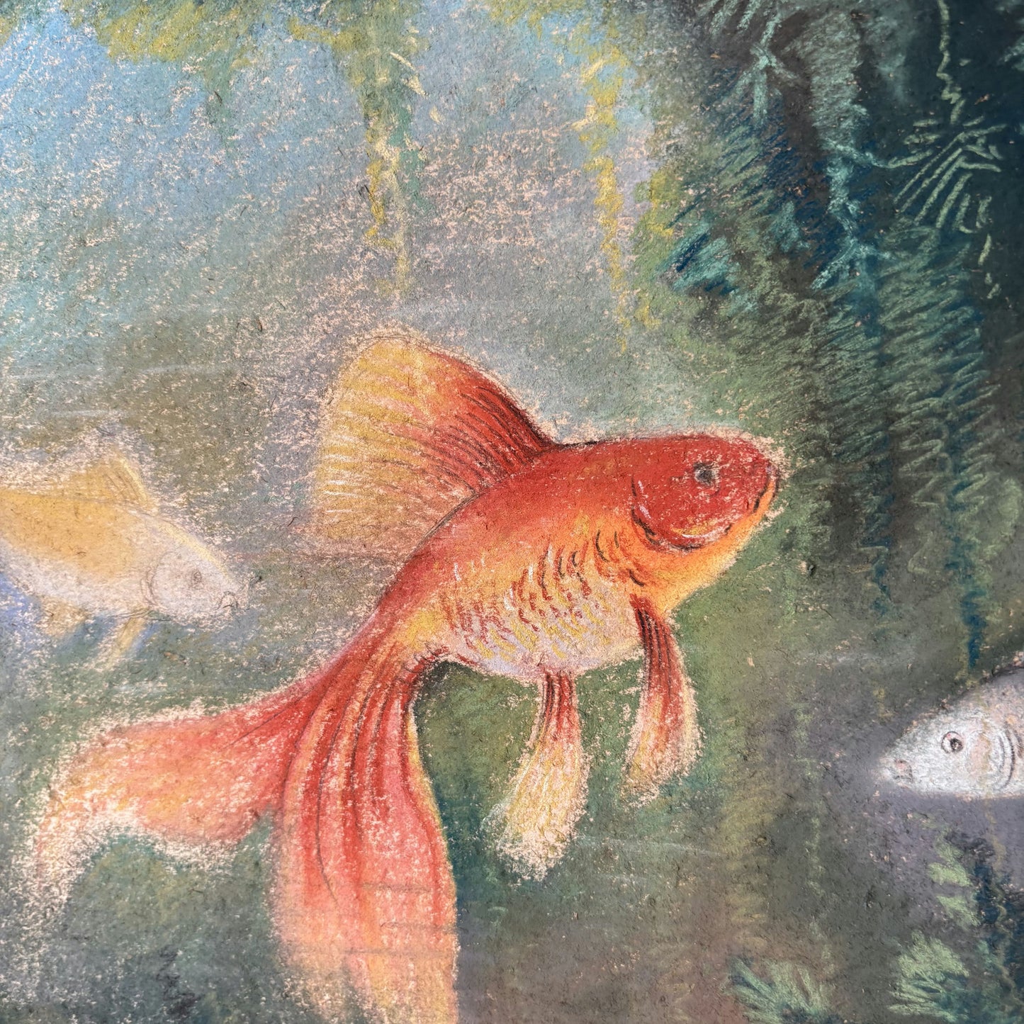 Expressive Animals Pastel "Goldfish Trio" Refined Medium Art