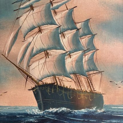 Expressive Seascape Oil Painting "Sailing Ship" Traditional Artwork Holland Art Shop