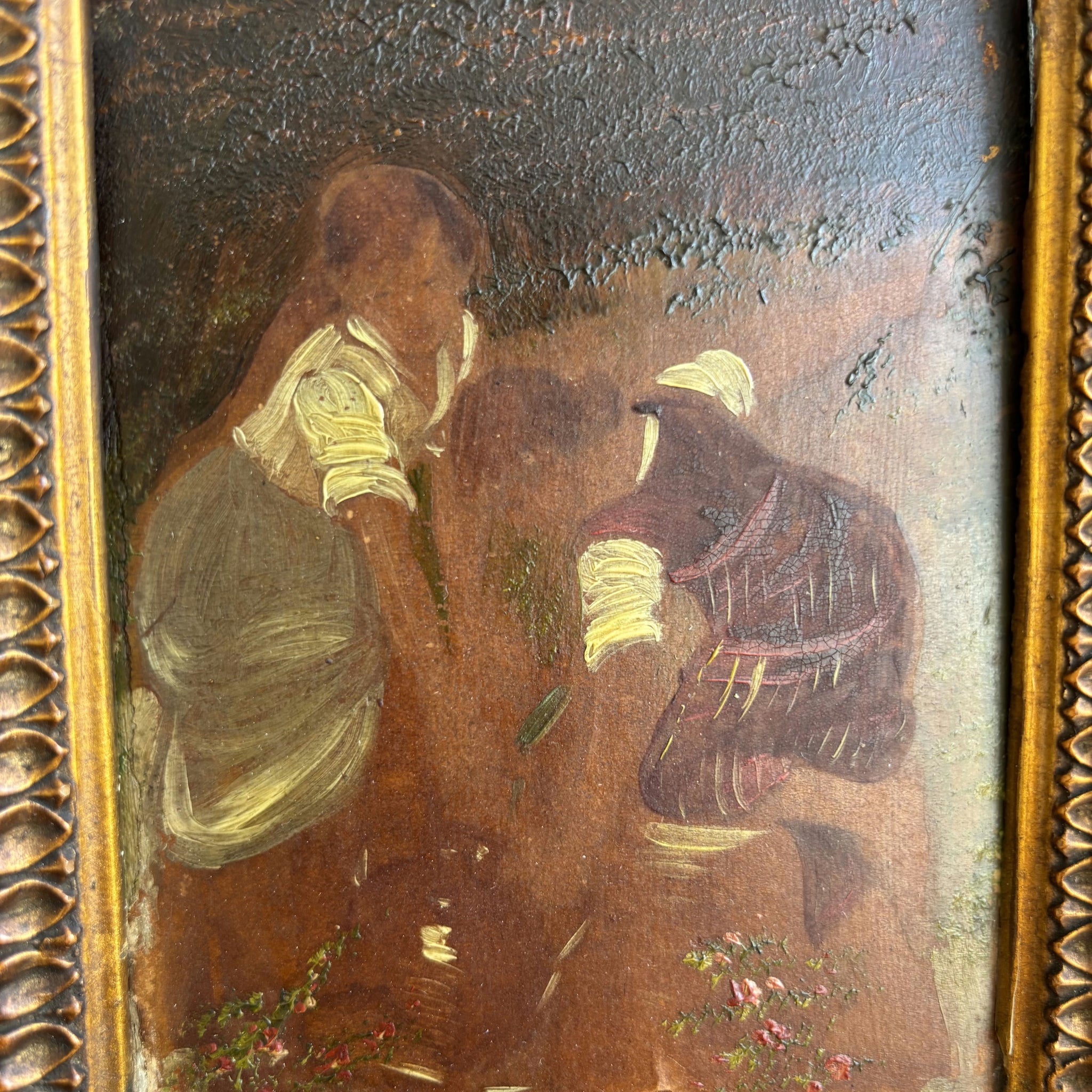 19th Century Antique Portrait Oil Painting 