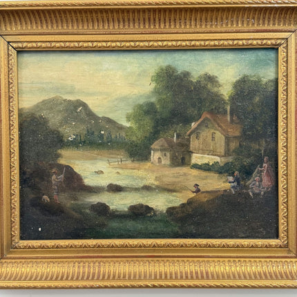Antique Landscape Oil Painting "River Cottage" Classic Art Holland Art Shop