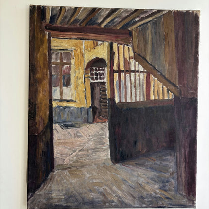 Traditional Cityscape Oil Painting "Wooden Staircase" Expressive Art Holland Art Shop