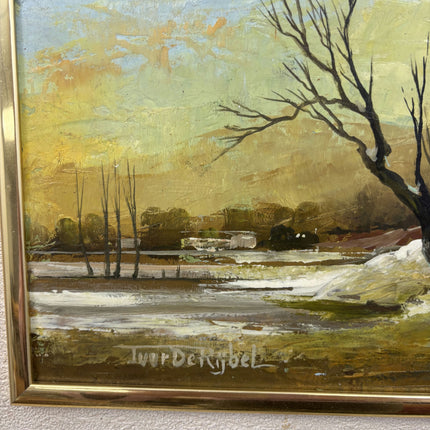 Timeless Winter Landscape Oil Painting "Leafless Tree" Original Art Holland Art Shop