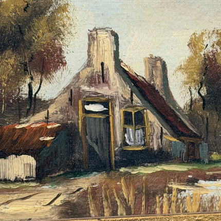Original Farm Oil Painting "Thatched Cottage" Handcrafted Small Artwork Holland Art Shop