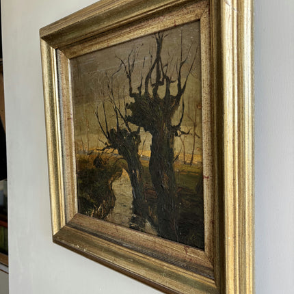 Expressive Landscape Oil Painting "Twisted Tree" Vintage Art Holland Art Shop