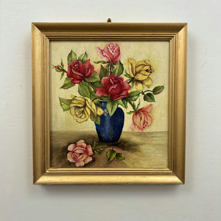 Timeless Flowery Still Life Oil Painting "Blue Vase" Detailed Belgique Artwork Holland Art Shop