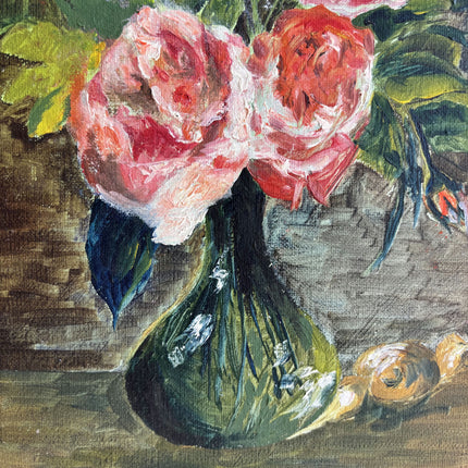 Original Floral Still Life Oil Painting "Rose Vase" Authentic Artwork Holland Art Shop