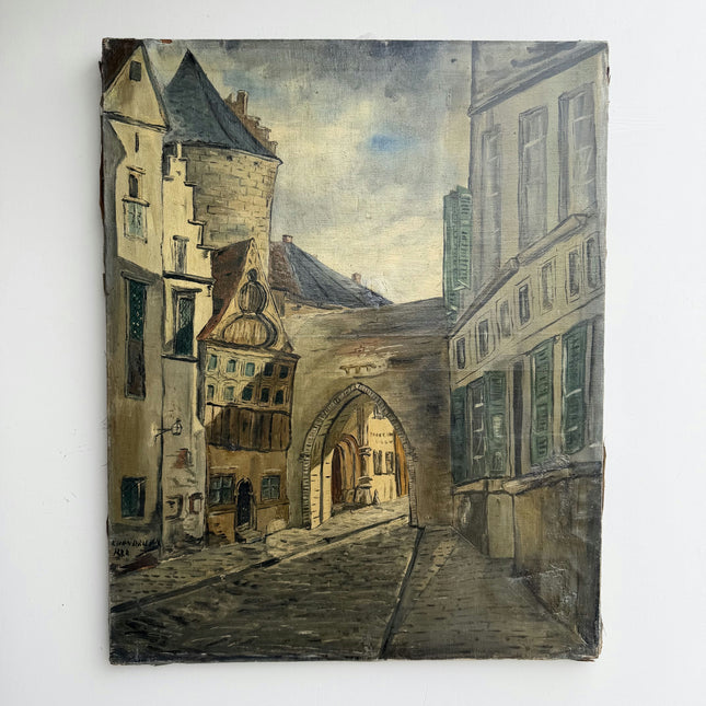 Expressive Cityscape Oil Painting "Stone Archway" Detailed Artwork Holland Art Shop