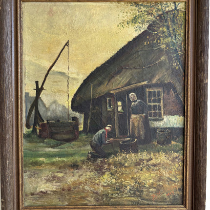 Expressive Farm Oil Painting "Thatched Cottage" Traditional Artwork Holland Art Shop