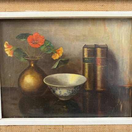 Original Floral Still Life Oil Painting "Brass Vase" Refined Art Holland Art Shop