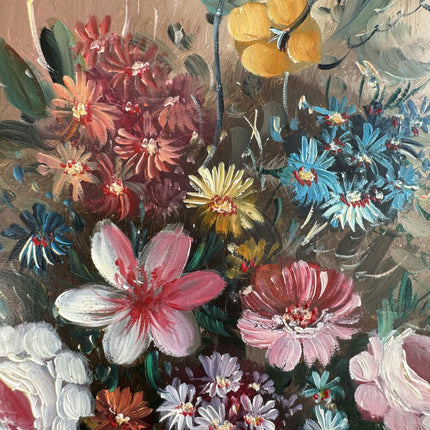 Detailed Floral Still Life Oil Painting "Flower Basket" Elegant Small Art Holland Art Shop