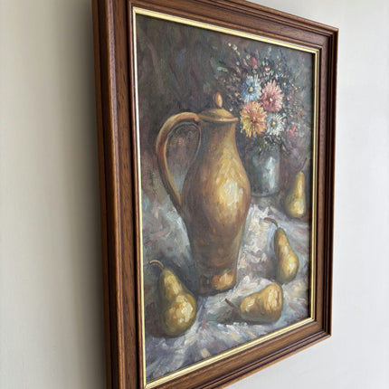 Detailed Flowery Still Life Oil Painting "Golden Pitcher" Spanish Artwork Holland Art Shop