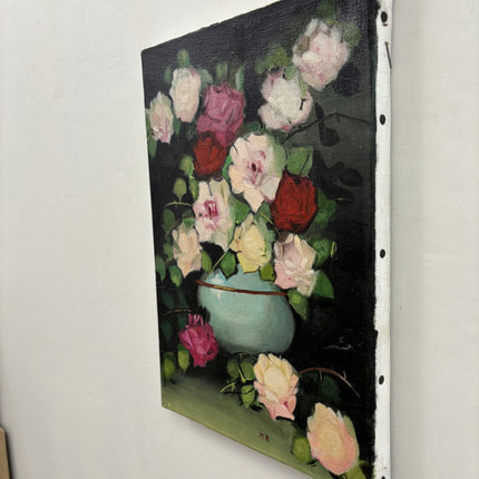 Authentic Floral Still Life Oil Painting "Blue Vase" Classic Small Art Holland Art Shop