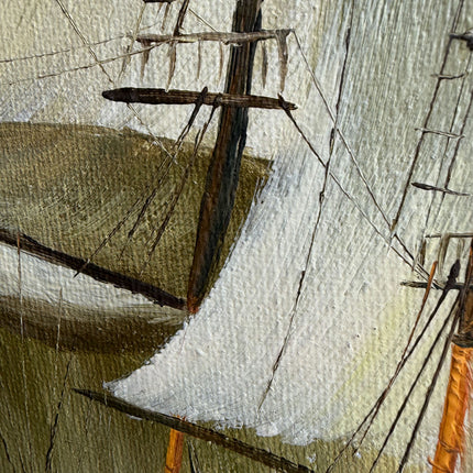 Expressive Seascape Oil Painting "Sailing Ship" Rustic Art Holland Art Shop