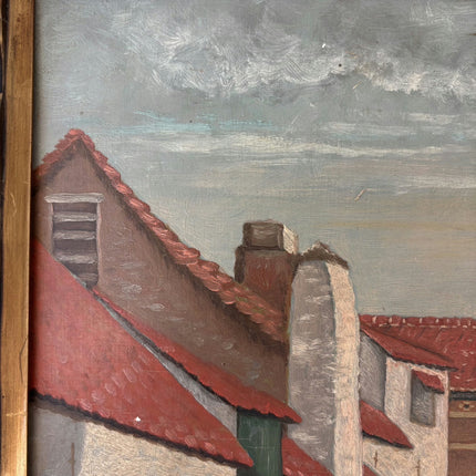 Handcrafted Cityscape Oil Painting "Row Houses" Elegant Small Artwork Holland Art Shop