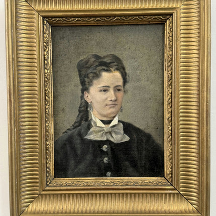 19th Century Antique Portrait Oil Painting "Seated Woman" Small Art Holland Art Shop