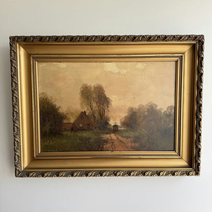 Rustic Landscape Oil Painting "Golden Frame" Traditional Artwork Holland Art Shop