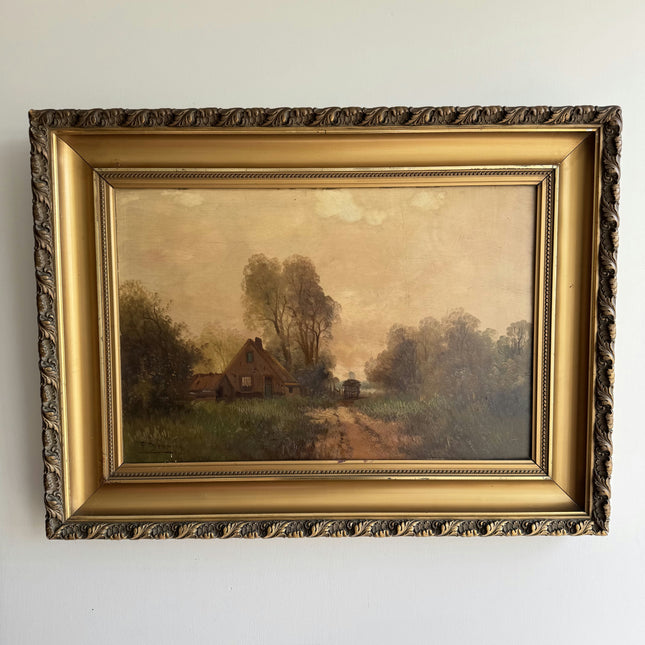 Rustic Landscape Oil Painting "Golden Frame" Traditional Artwork Holland Art Shop