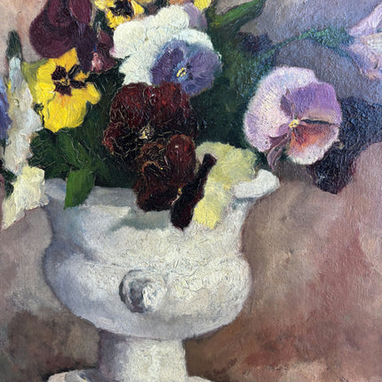 Elegant Floral Still Life Oil Painting "Pansy Bouquet" Rustic Art Holland Art Shop