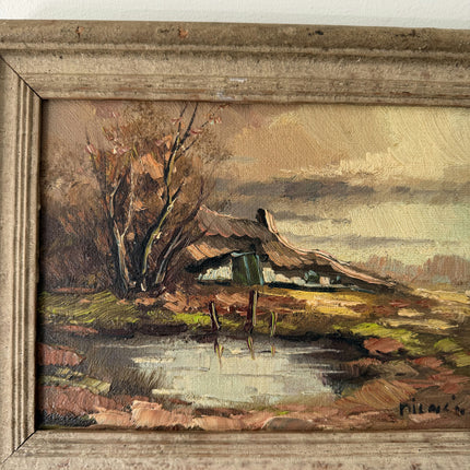 Intriguing Oil Painting Landscape "Cottage Reflection" Classic Small Artwork Holland Art Shop