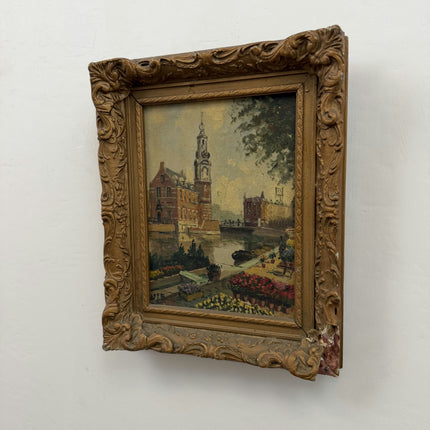 Timeless Cityscape Oil Painting "Decorative Frame" Rustic Small Artwork Holland Art Shop
