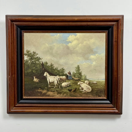 Authentic Animals Oil Painting "White Goat" Vintage Artwork Holland Art Shop