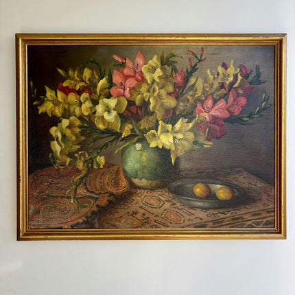 Rustic Floral Still Life Oil Painting "Flower Vase" Refined Large Artwork Holland Art Shop