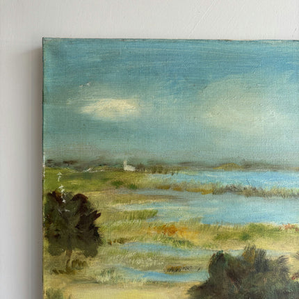 Vintage Seascape Oil Painting "Coastal Cottage" Detailed Art Holland Art Shop