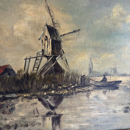 Detailed Landscape Oil Painting "Windmill Tower" Rustic Artwork Holland Art Shop