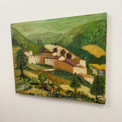 Elegant Landscape Oil Painting "Hillside Village" Traditional Art Holland Art Shop