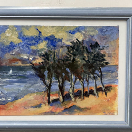 Original Landscape Oil Painting "Framed Back" Rustic Small Artwork Holland Art Shop