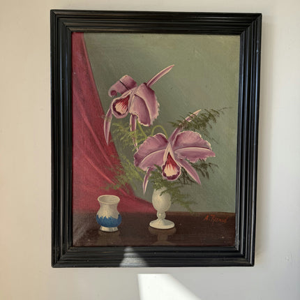 Intriguing Oil Painting Floral Still Life "Orchid Vase" Authentic Medium Art Holland Art Shop