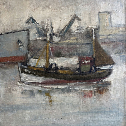 Handcrafted Harbor Scene Oil Painting "Harbor Boat" Elegant Art Holland Art Shop