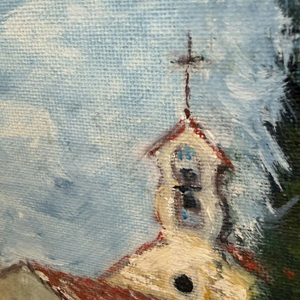 Traditional Scenery Oil Painting "Country Church" Original Small Artwork Holland Art Shop