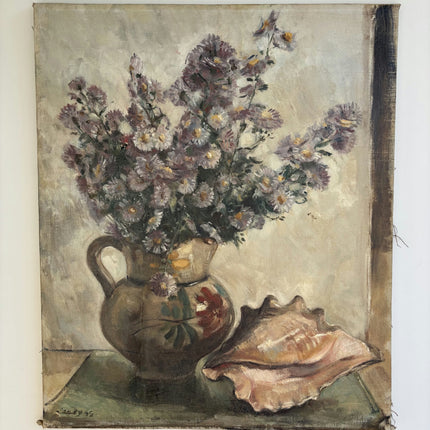 Classic Floral Still Life Oil Painting "Conch Shell" Authentic Artwork Holland Art Shop