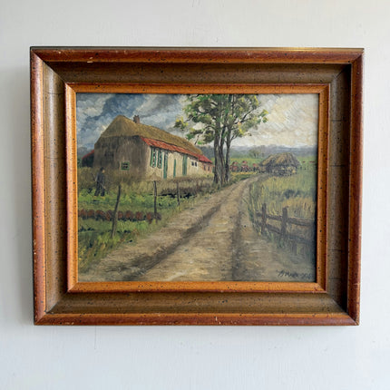 Expressive Farm Oil Painting "Thatched Cottage" Authentic Small Artwork Holland Art Shop