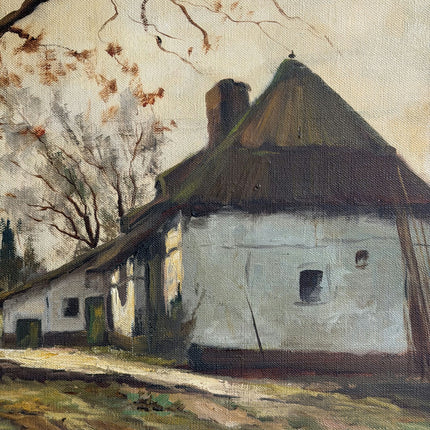 Original Farm Oil Painting "Thatched Cottage" Classic Artwork Holland Art Shop