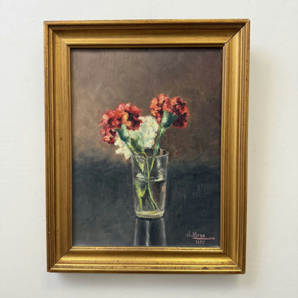 Rustic Floral Still Life Oil Painting "Gilded Frame" Handcrafted Small Art Holland Art Shop