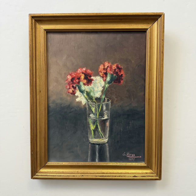 Rustic Floral Still Life Oil Painting "Gilded Frame" Handcrafted Small Art Holland Art Shop