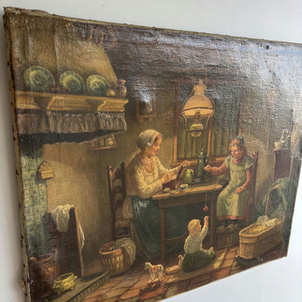 Rustic Figurative Oil Painting "Seated Woman" Expressive Artwork Holland Art Shop