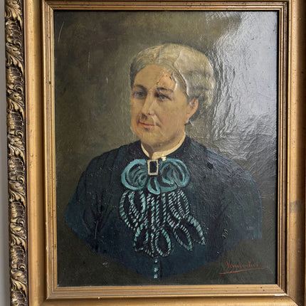 19th Century Antique Portrait Oil Painting "Elderly Woman" Art Holland Art Shop