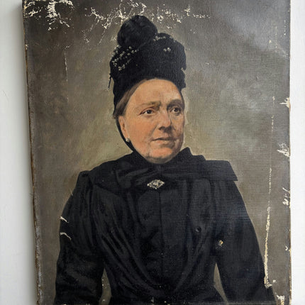 19th Century Antique Portrait Oil Painting "Elderly Woman" Artwork Holland Art Shop